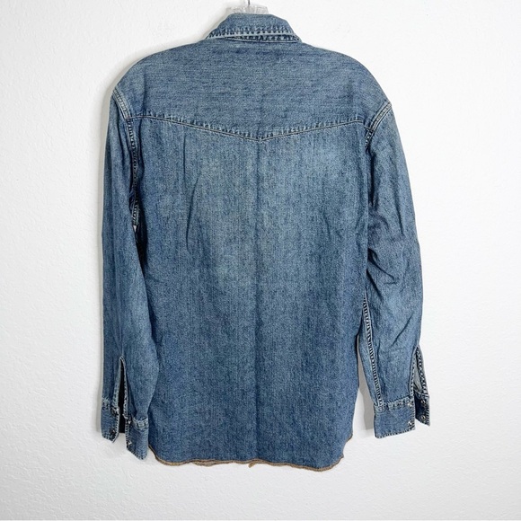 Levi Strauss Shirt Men Large Chambray Snap Button Western Blue Button Up Rodeo H - Picture 4 of 8